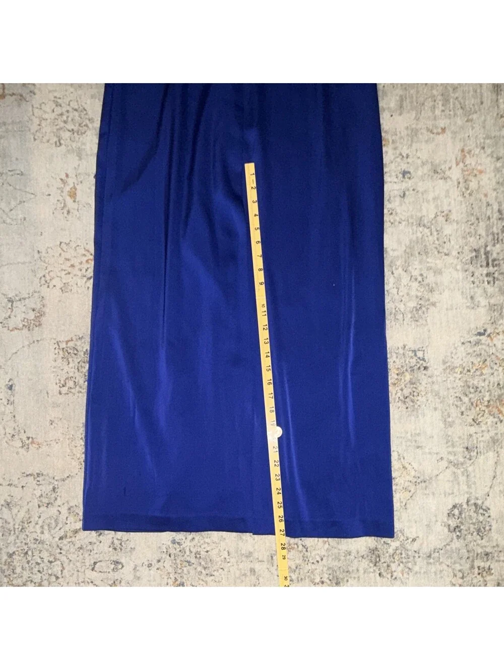 Aidan Mattox Blue Satin V-Neck Puff Sleeve Lined Maxi Dress Sz 8 A365